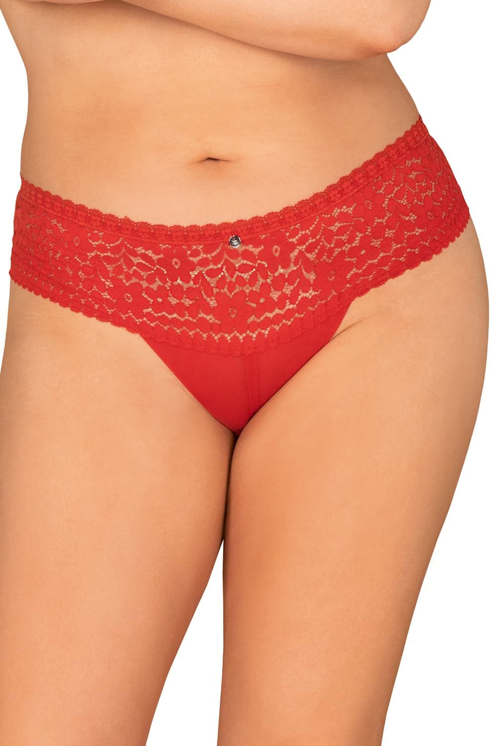 Трусики бразилиана с кружевом Blossmina red