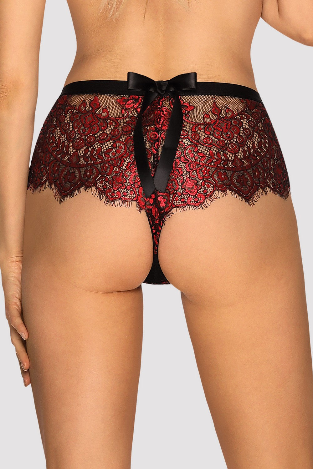 Кружевные шортики с бантиком Redessia black/red