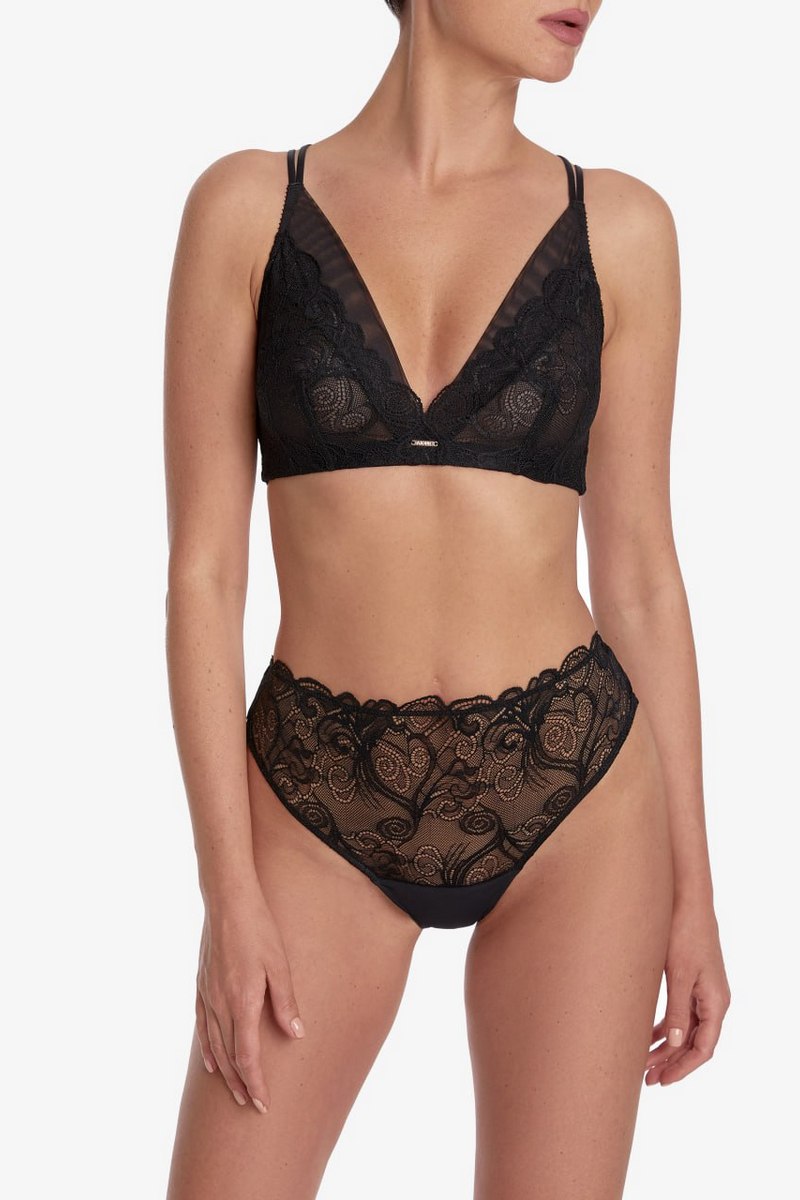 Кружевные трусики бразилиана Лас Вентас С177 black