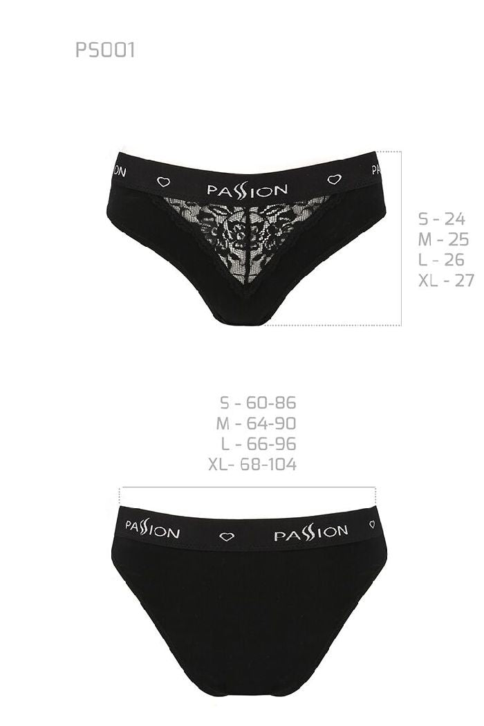 Трусики слип с кружевной вставкой PS001 black