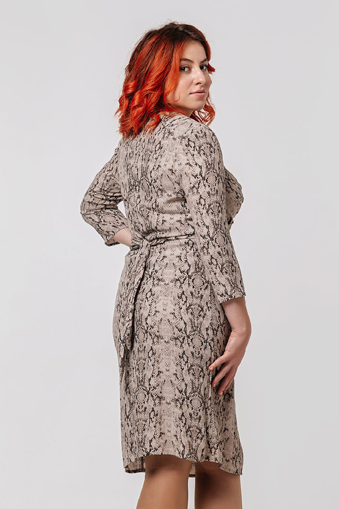 Платье в анималистический принт 05.0301 beige
