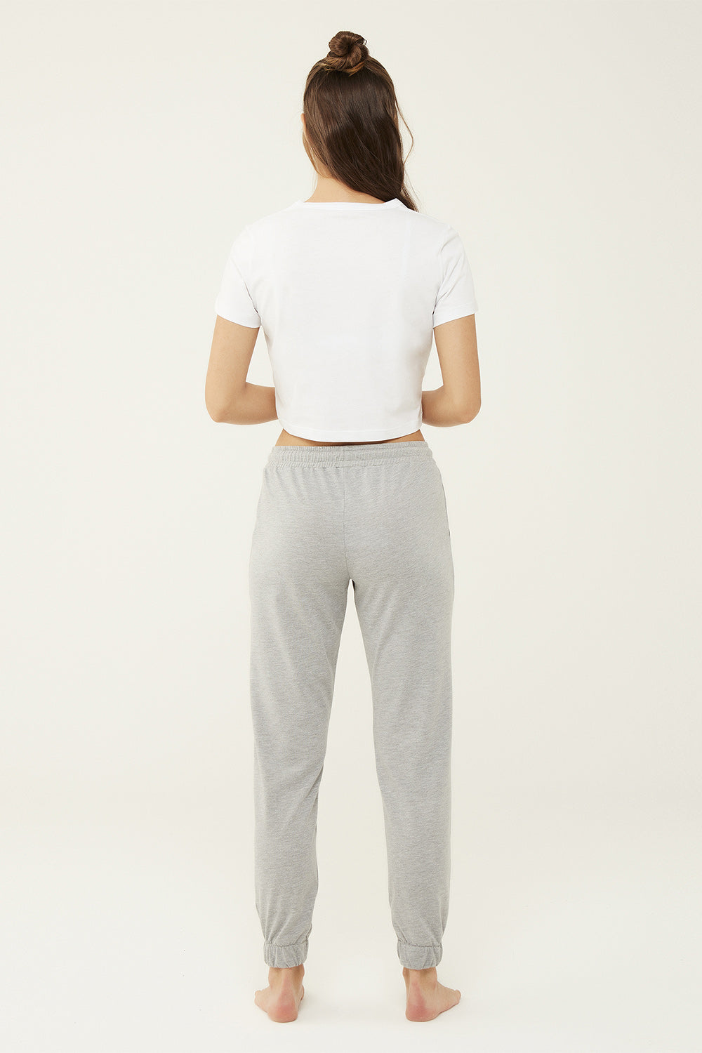 Трикотажные брюки с манжетами 16600 gray melange