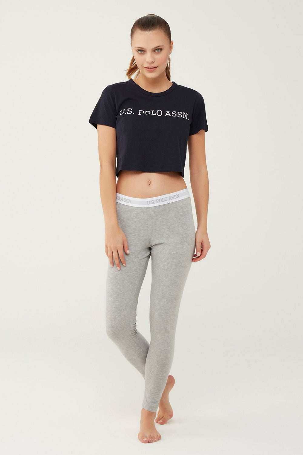 Леггинсы с брендированной резинкой 16605 grey melange