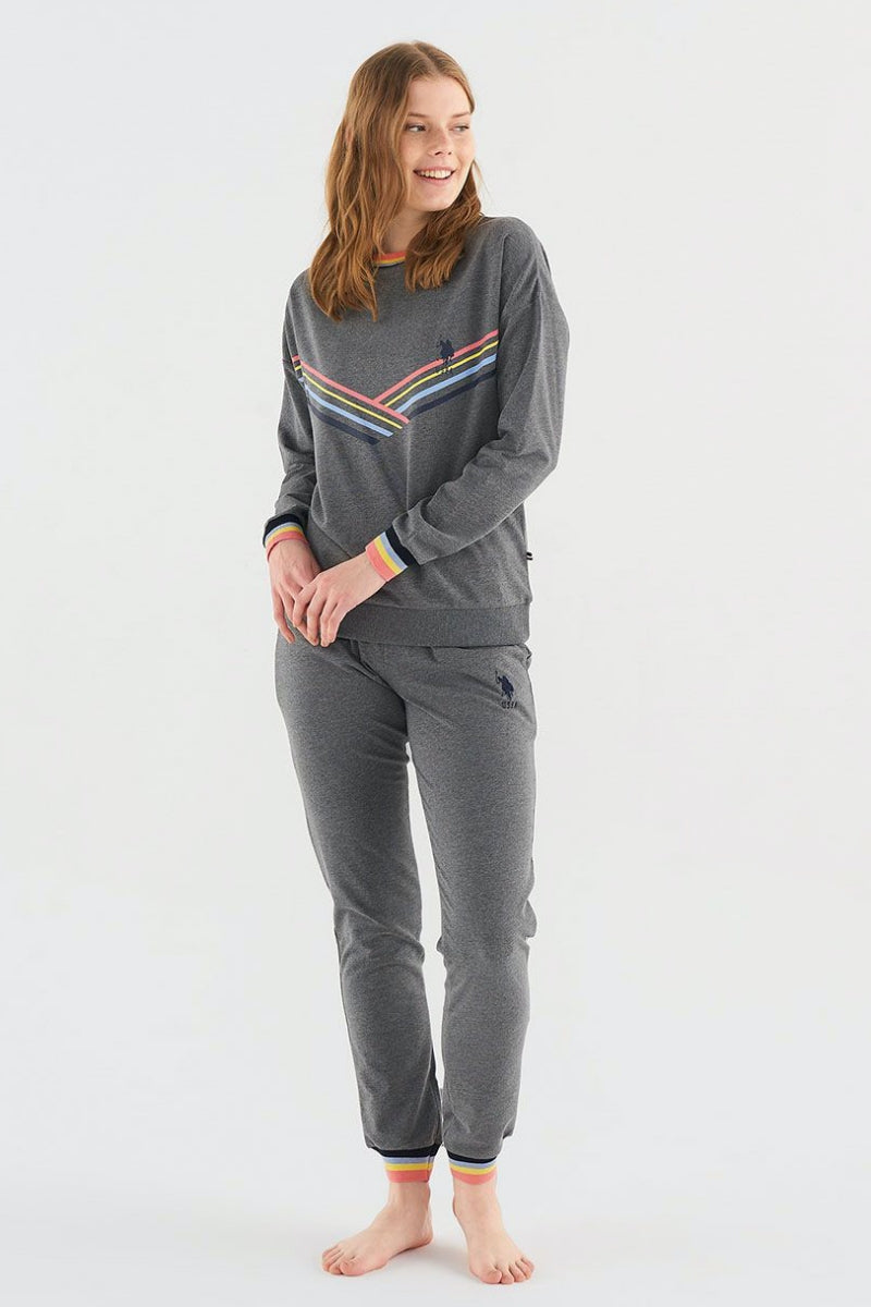 Хлопковая пижама с принтом 16813 anthracite melange