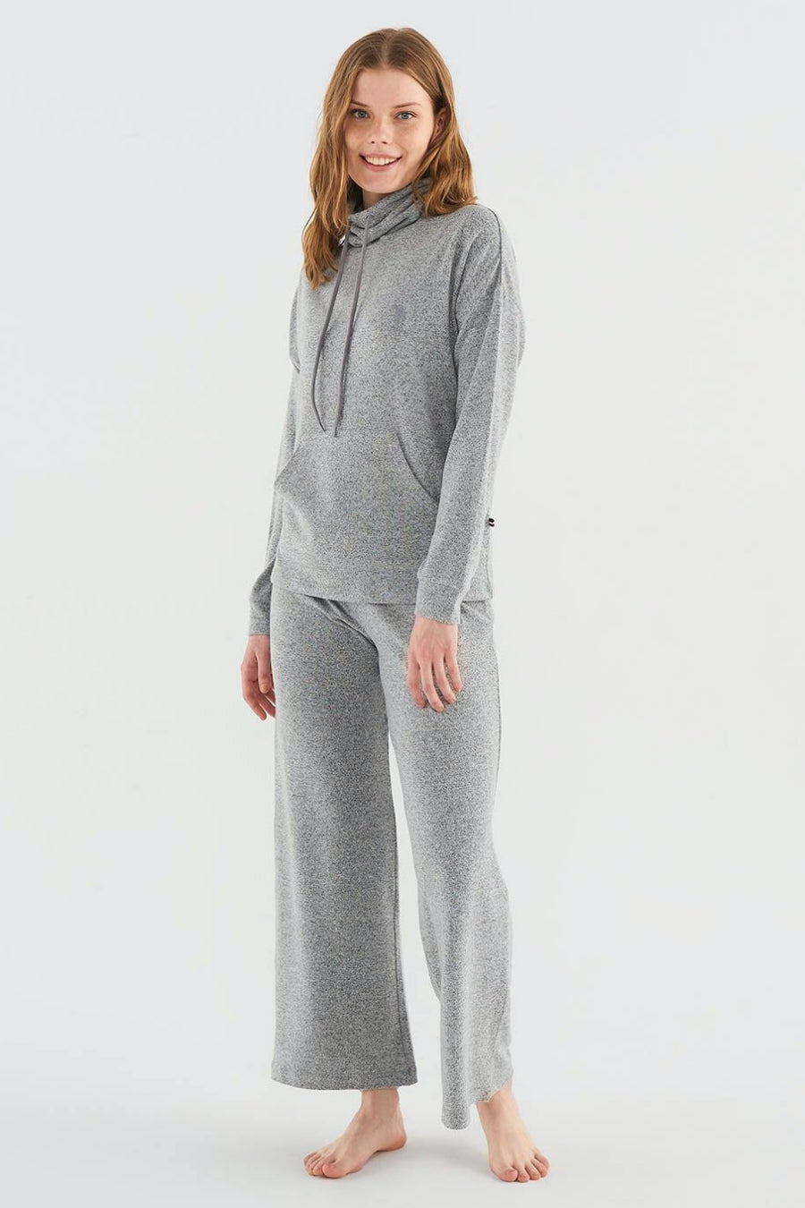 Домашний комплект с широкими брюками 16818 grey melange