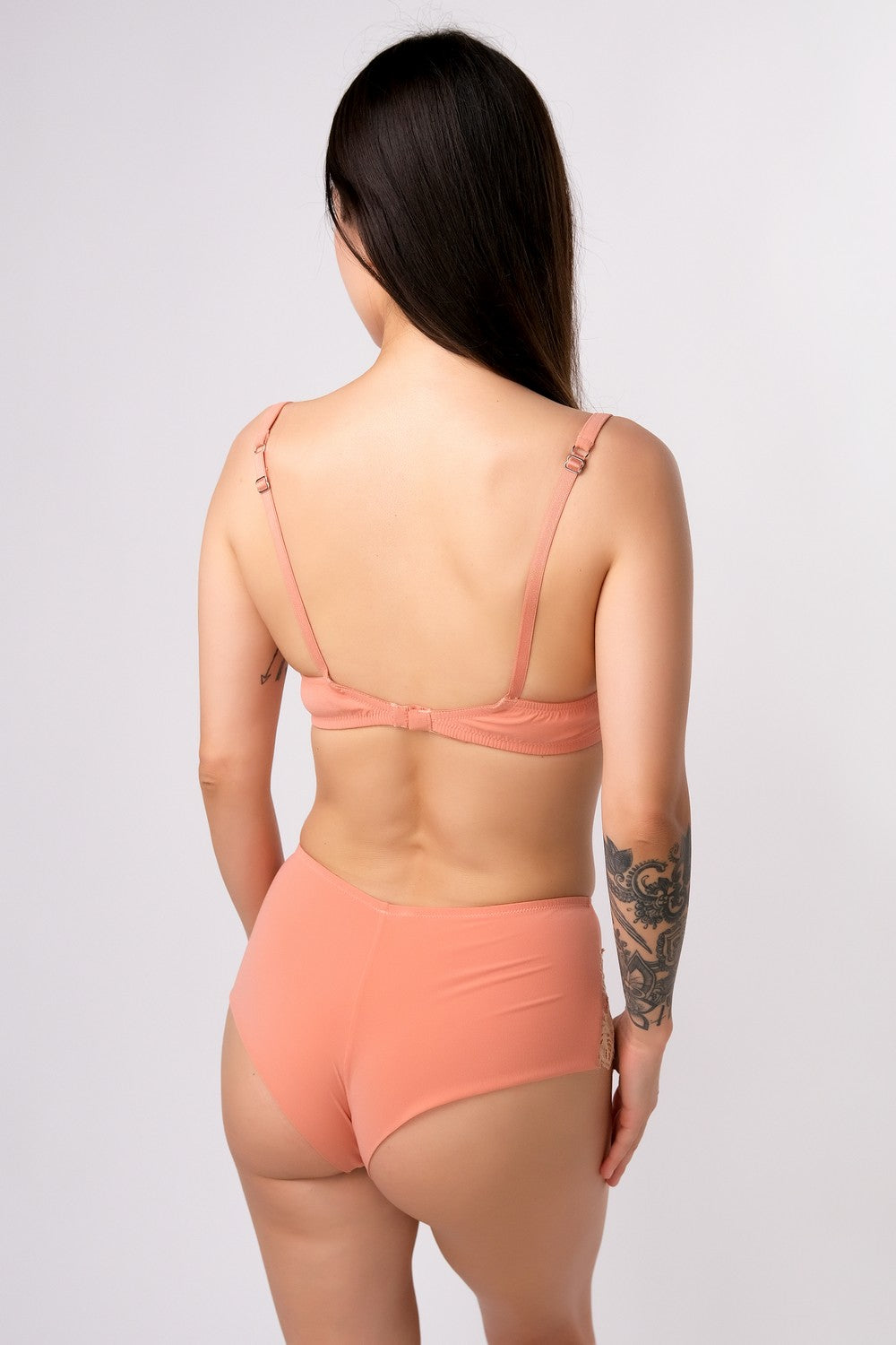 Высокие трусики слип с кружевом SH12 INS peach