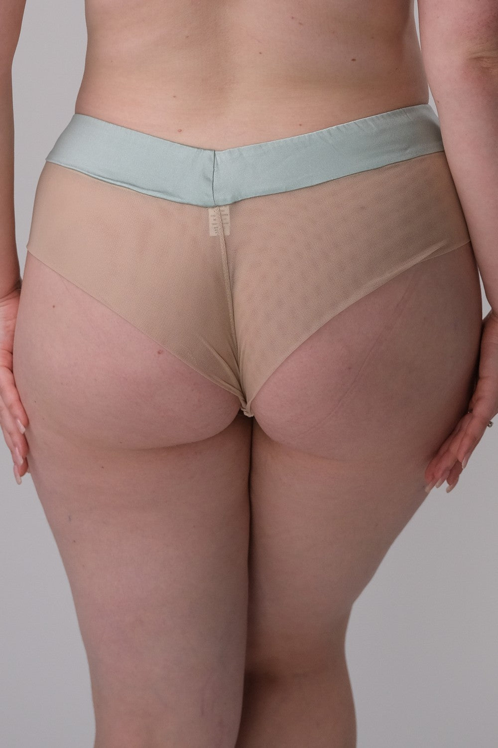 Трусики бразилиана с кружевом SH12 NOS green/beige