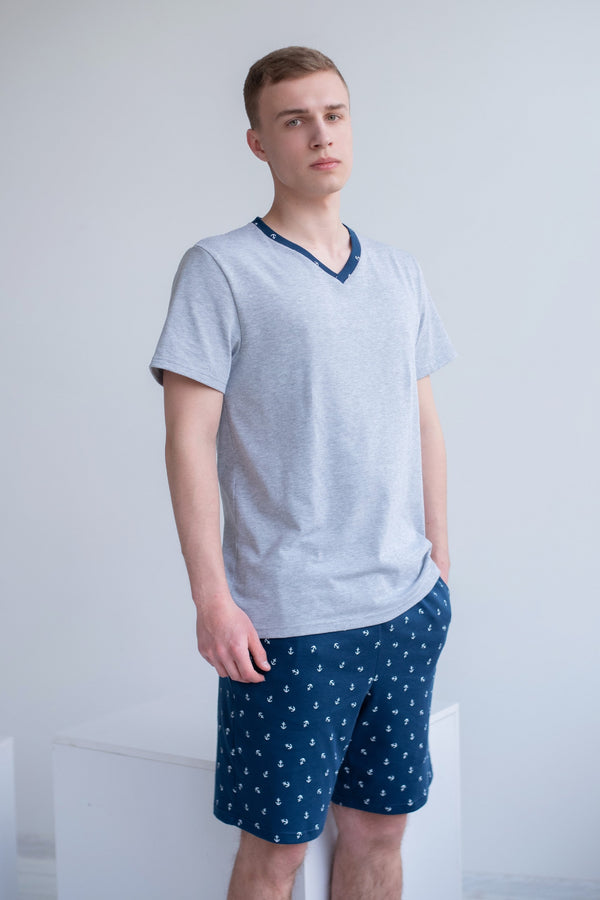 Мужская пижама с шортами 1018 grey