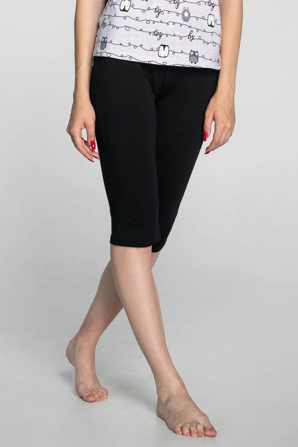 Укороченные леггинсы из хлопка 1208/1 black