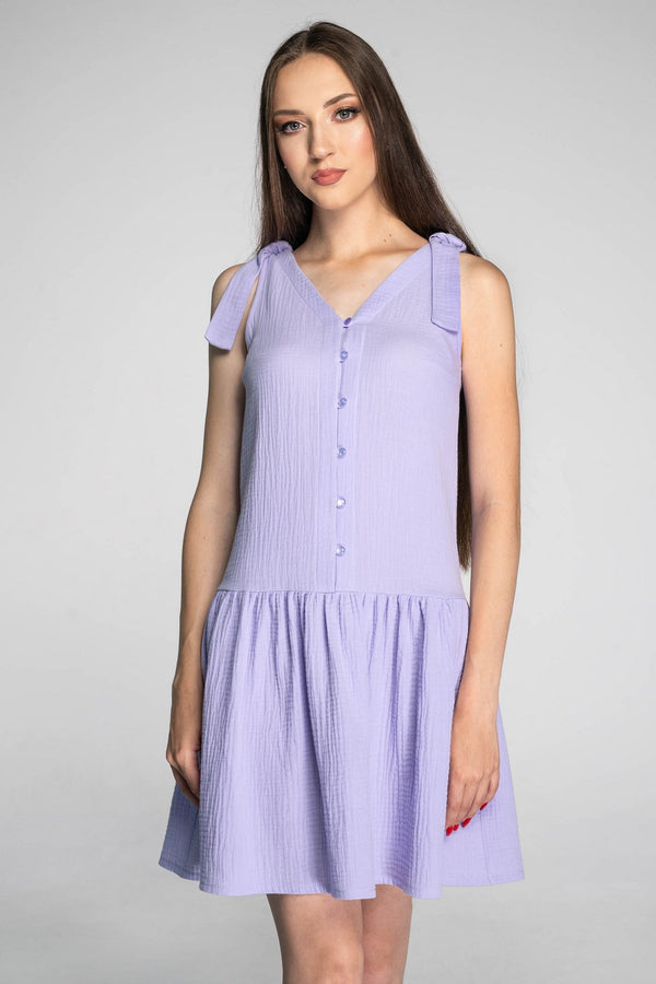 Хлопковое платье на пуговицах 1210 lilac