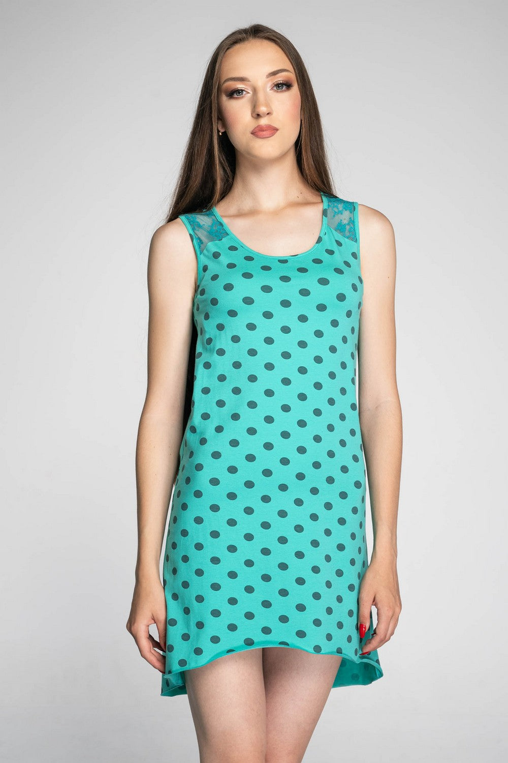 Ночная сорочка в горошек 1213 green