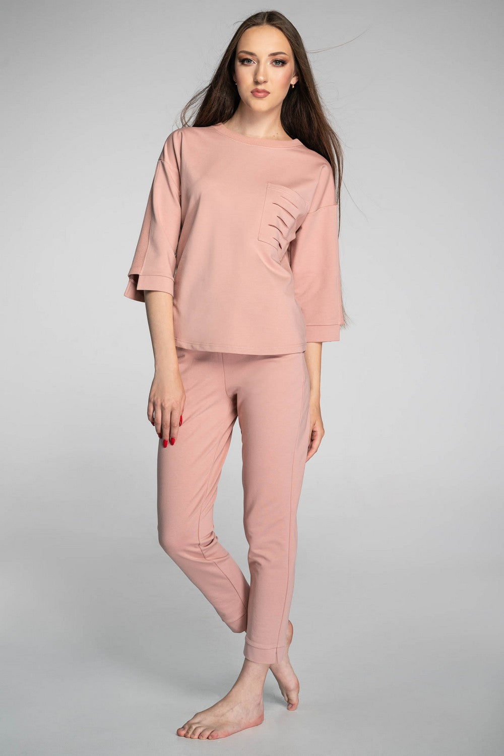 Хлопковый комплект с брюками 1215 powder