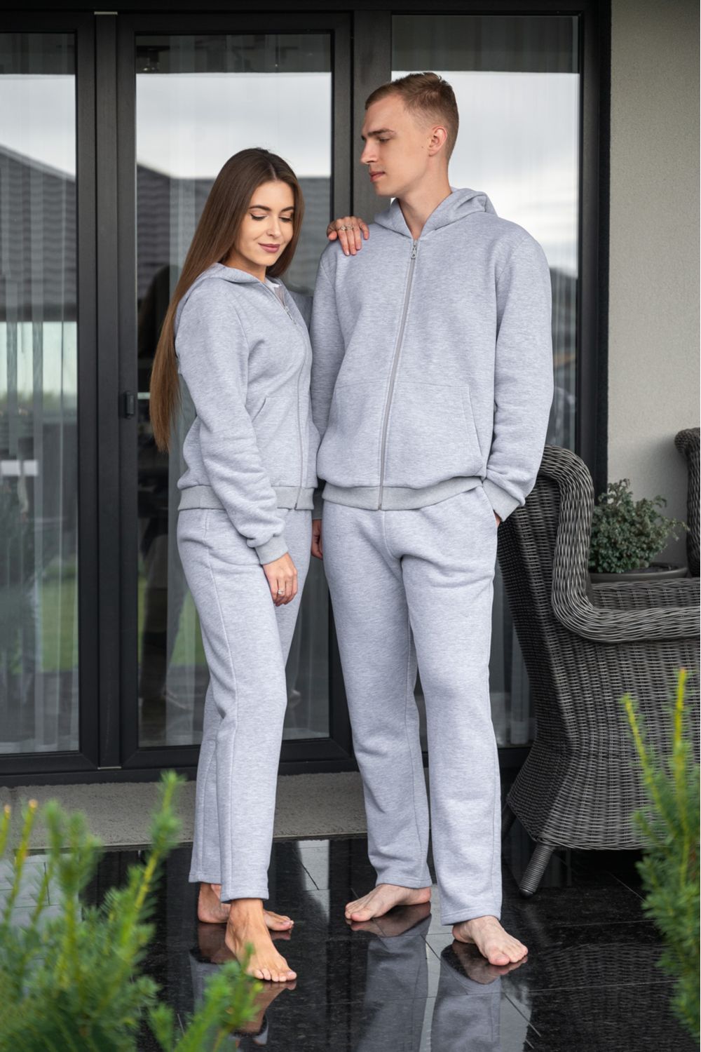 Хлопковый костюм с начесом 1420 gray