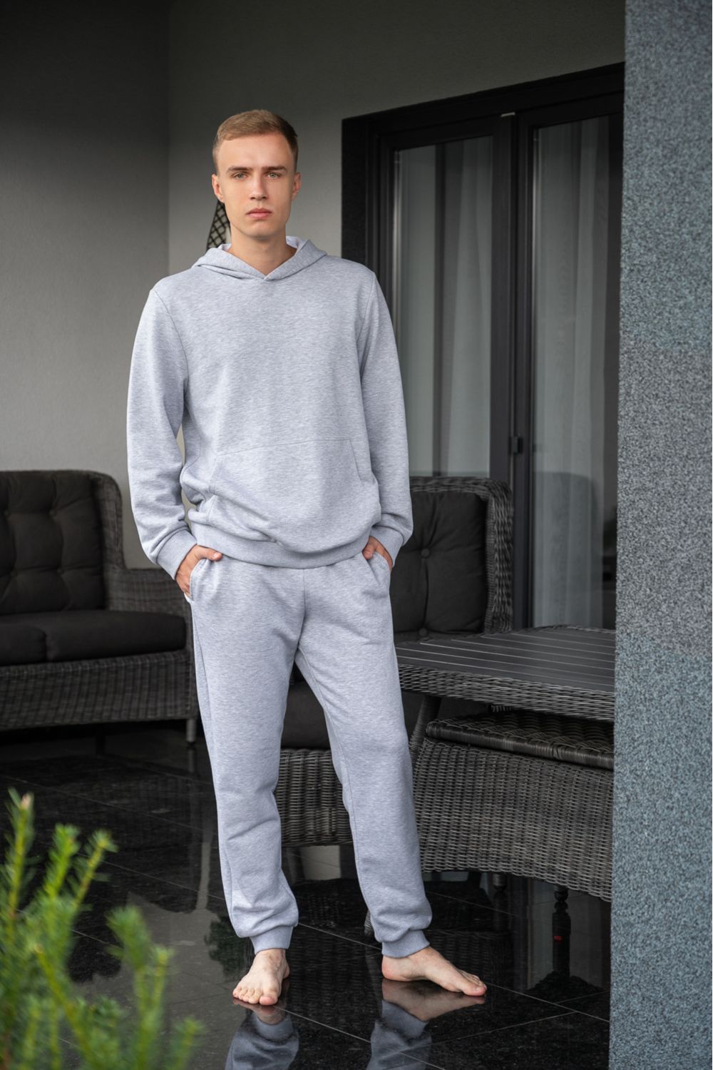 Мужской костюм из хлопка 1422 gray