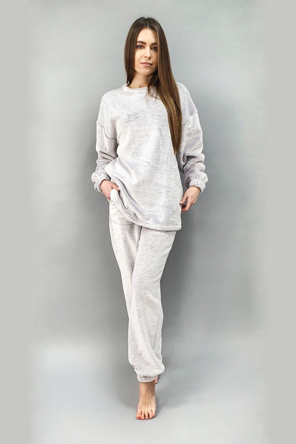 Флисовая пижама с брюками 1429 gray/brown