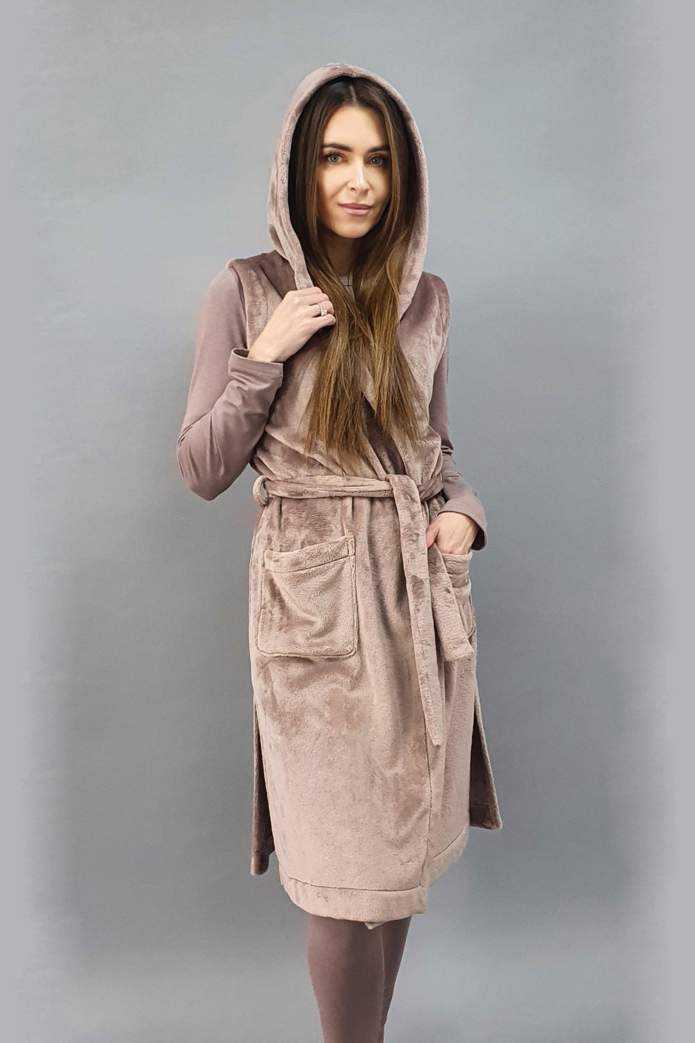 Флисовая жилетка с капюшоном 1430 cappuccino