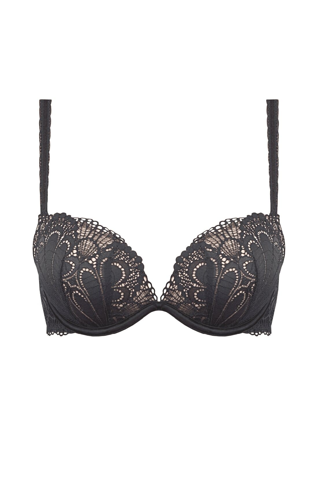 Кружевной бюстгальтер с двойным push-up W03XH Refined Glamour black