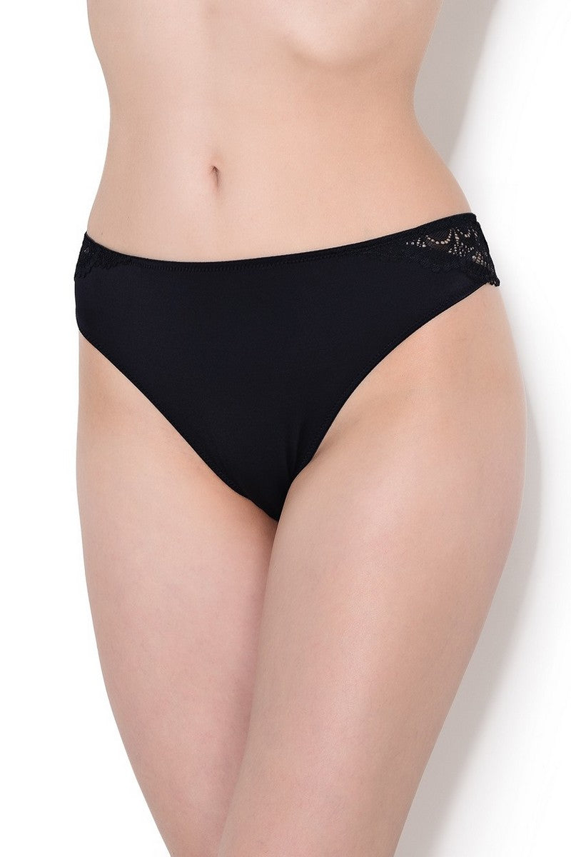 Трусики бразилиана с кружевом W05GE Refined Glamour black