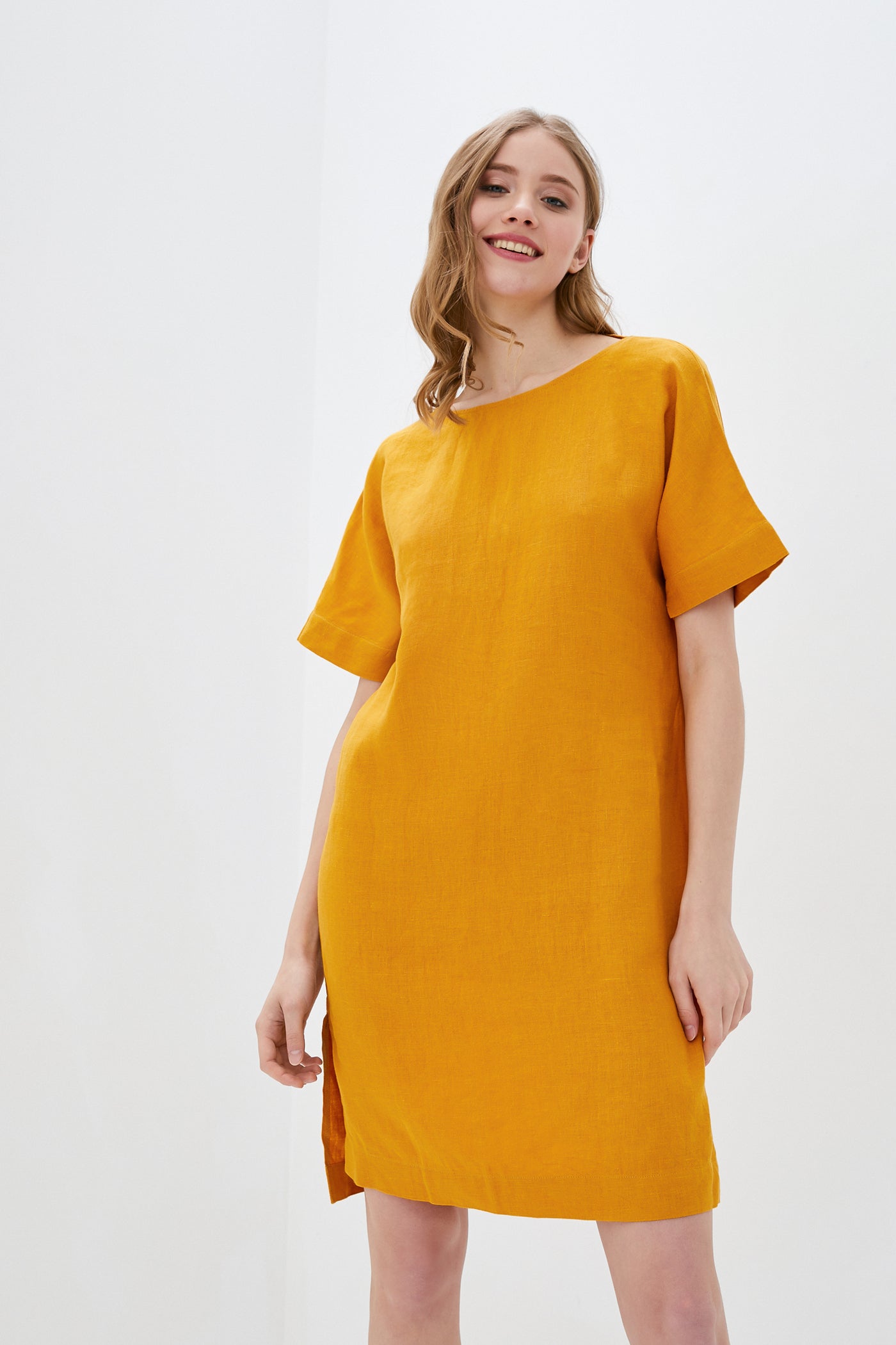 Льняное платье свободного кроя 009 Marigold