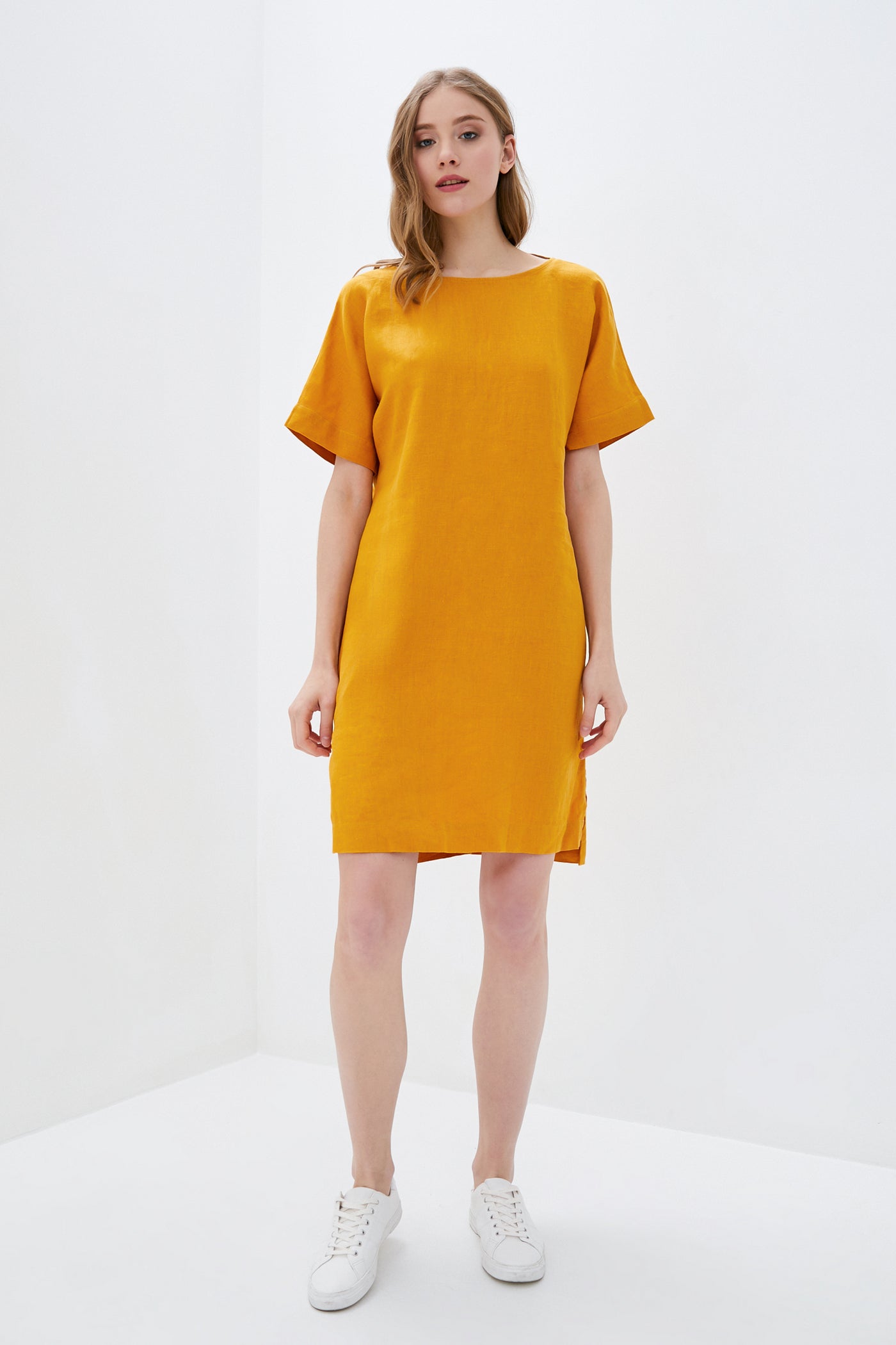 Льняное платье свободного кроя 009 Marigold