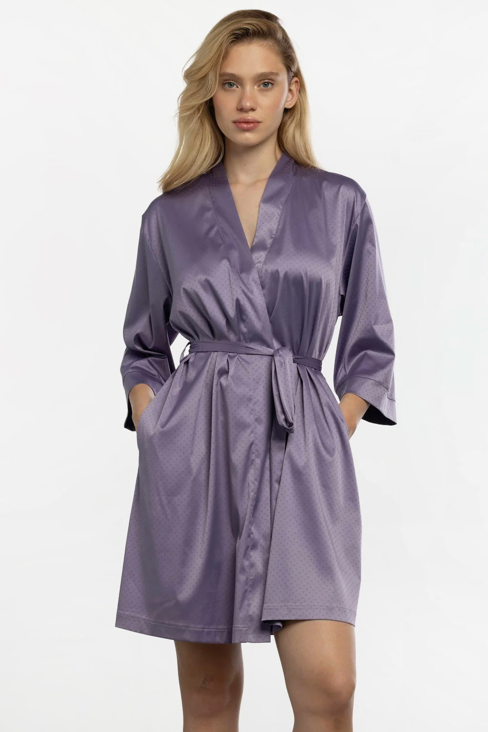 Атласный халат с узором 8249.4 lilac