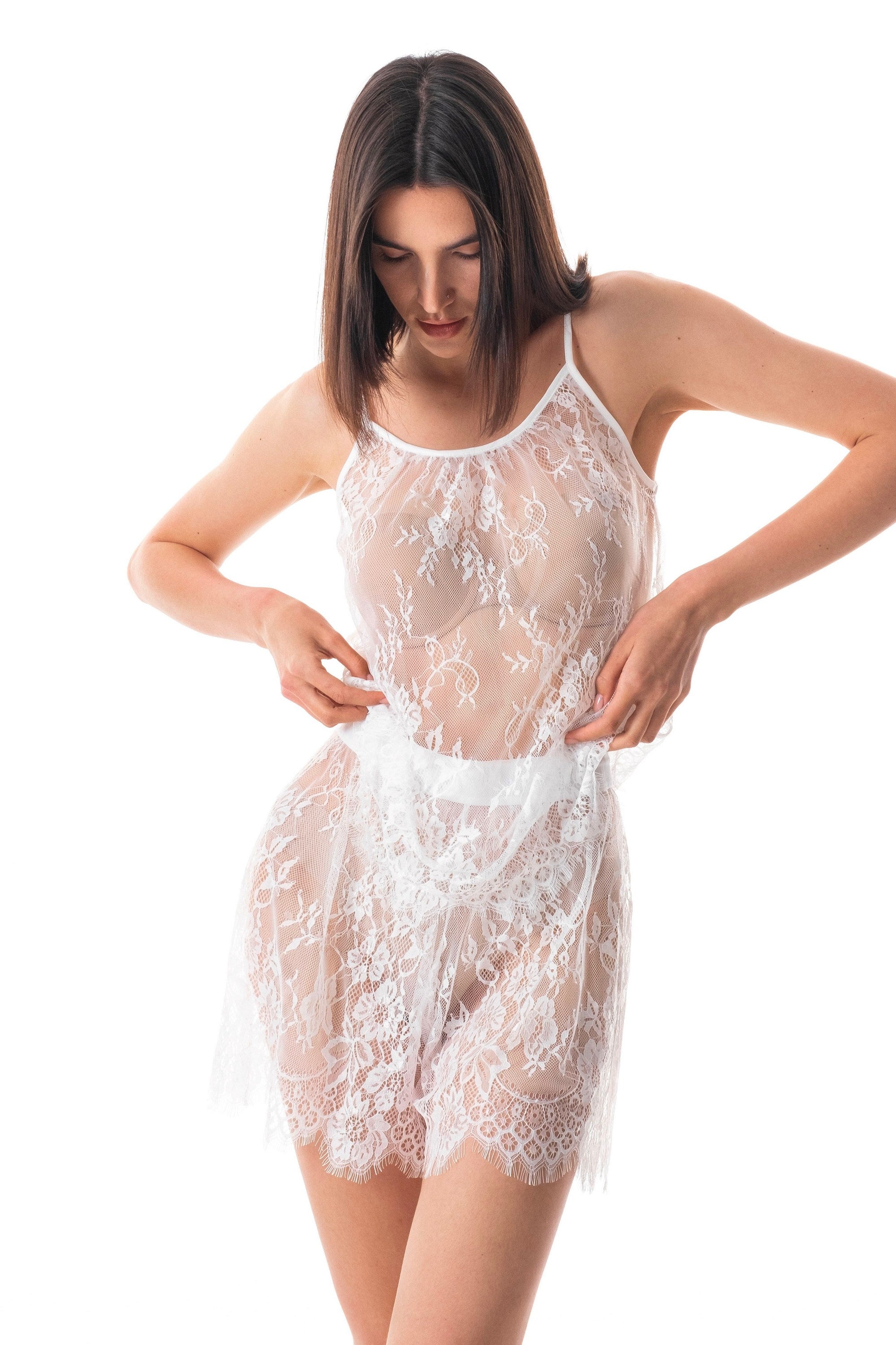 Гипюровый комплект с шортами 24059 white