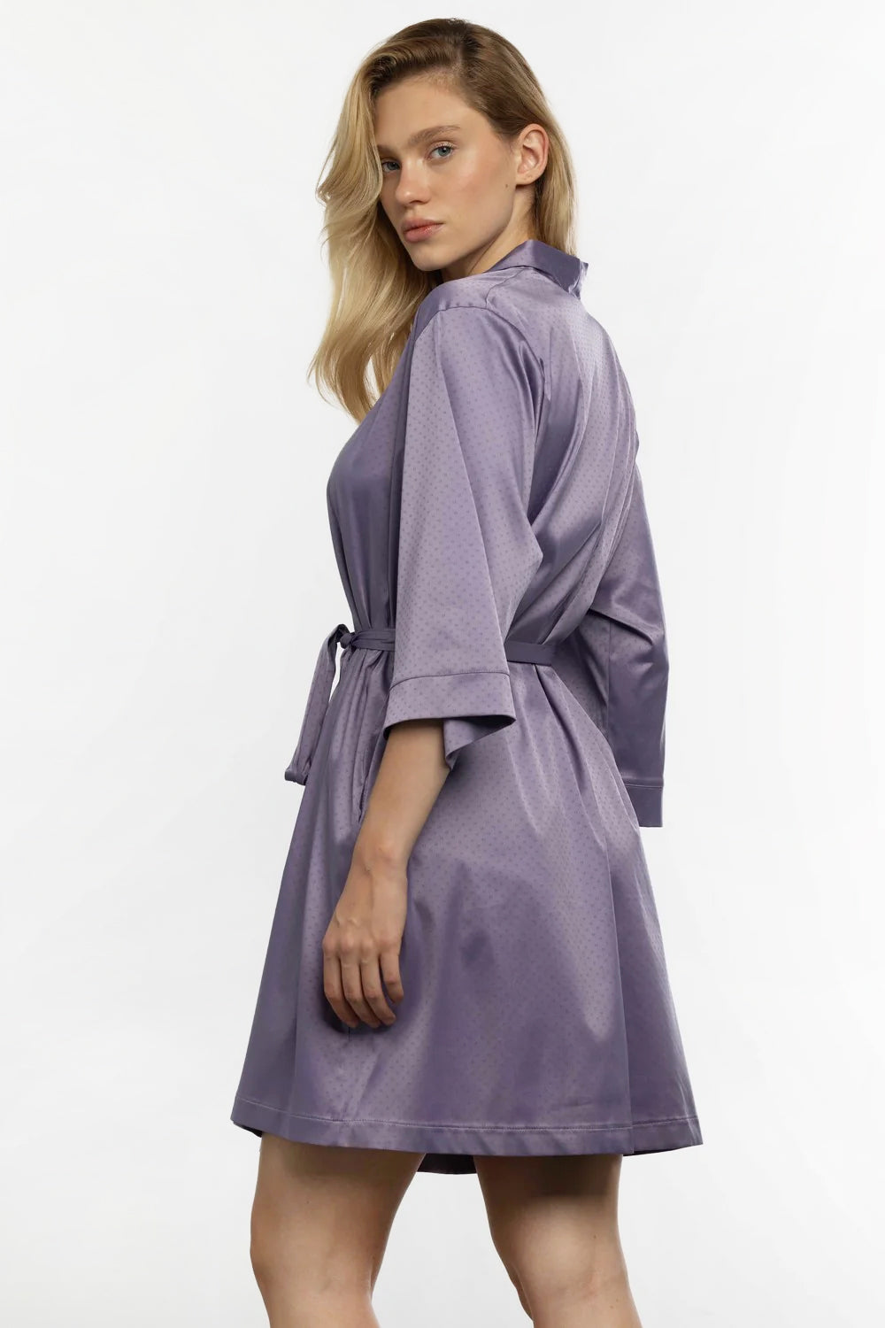 Атласный халат с узором 8249.4 lilac