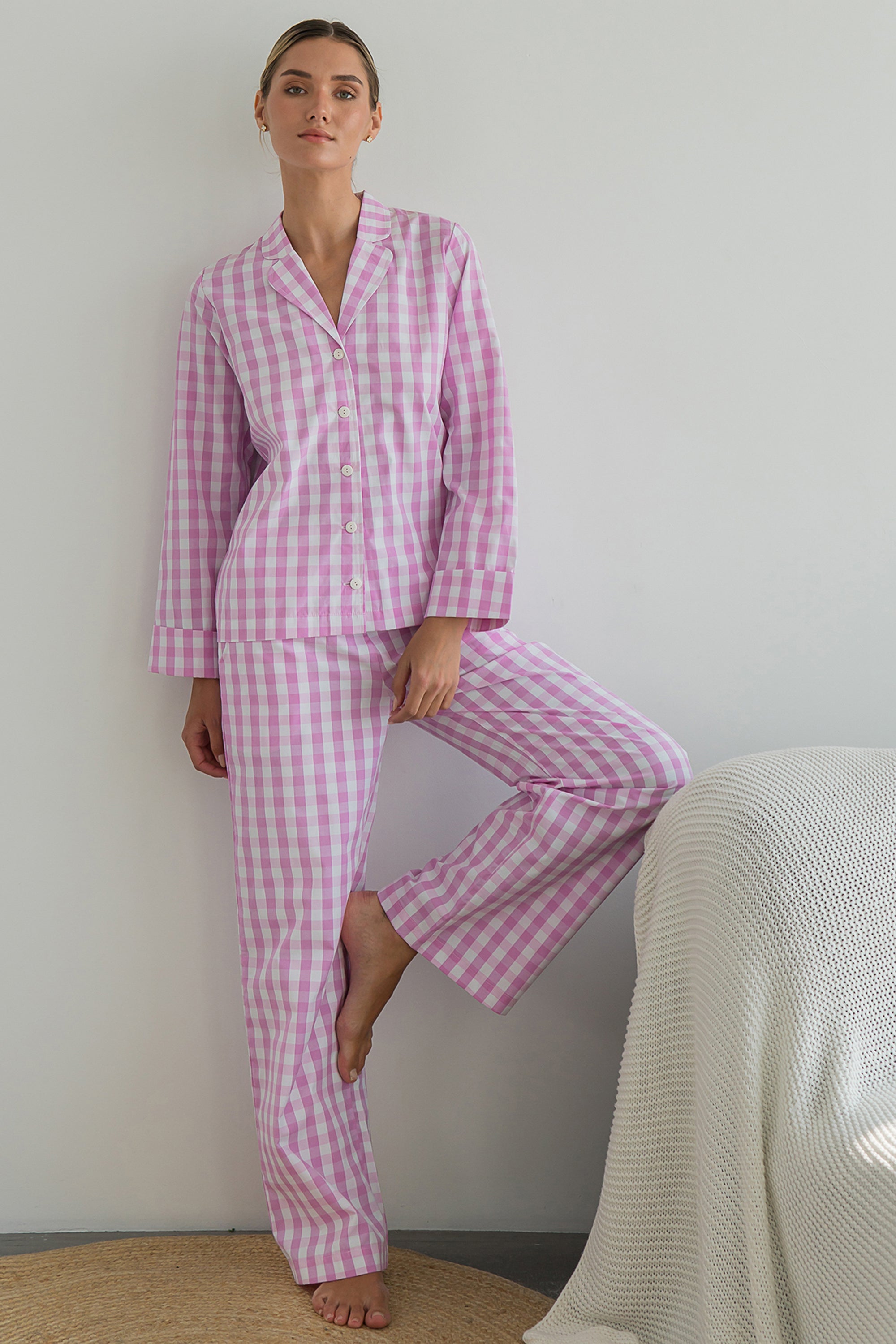 Хлопковая пижама в клетку Rose Plaid HL0073-32-69 rose