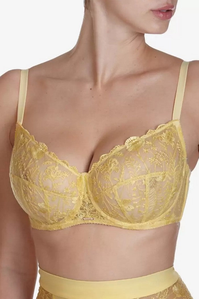 Мягкий бюстгальтер с вышивкой Бланманже БМ18 yellow