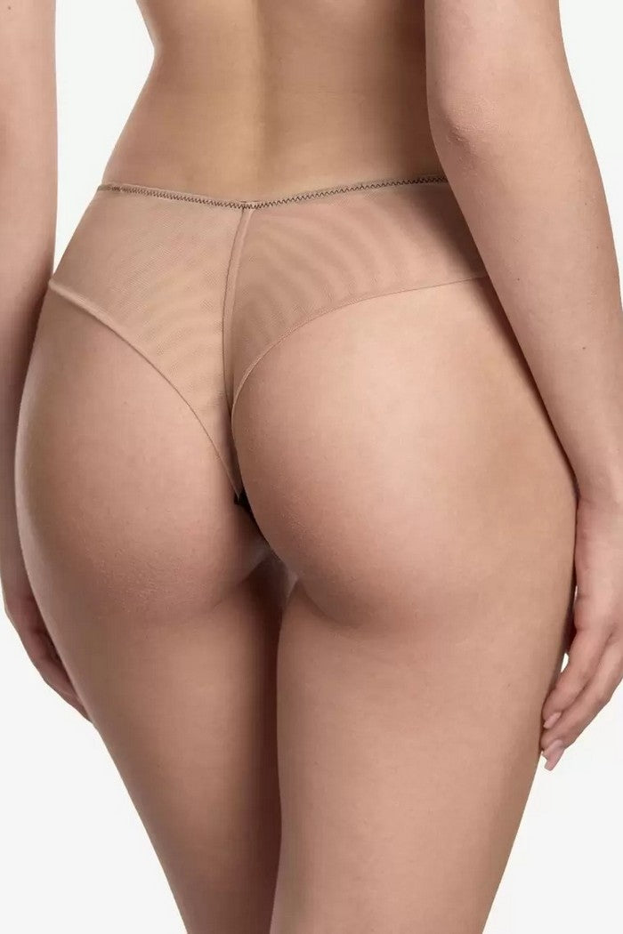 Трусики бразиліана з мікросітки Ефіріал С178 beige/black