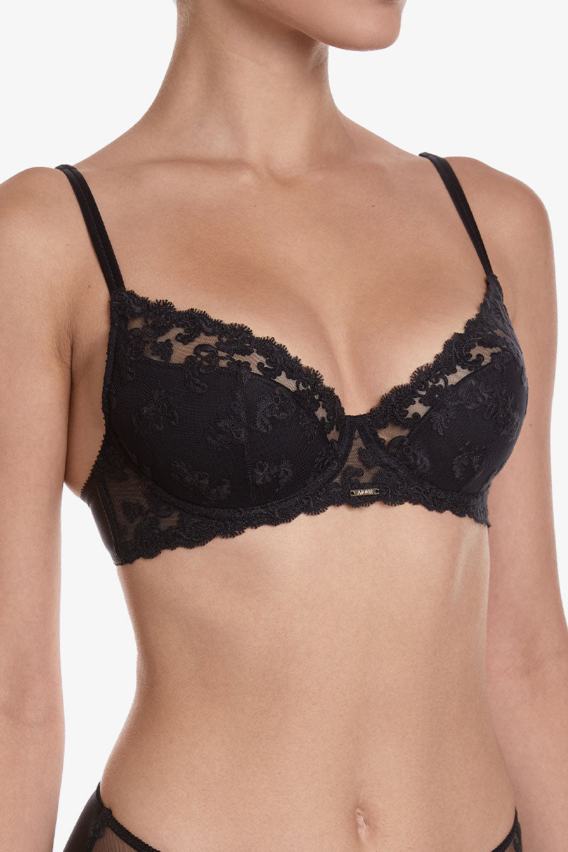 Полудублированный бюстгальтер с вышивкой Хитроу БМ16 black
