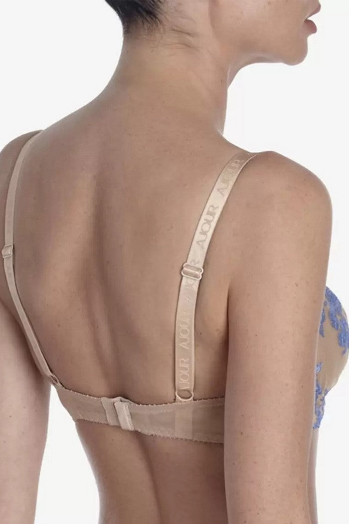 Мягкий бюстгальтер с вышивкой Парфе БМ7 beige/blue