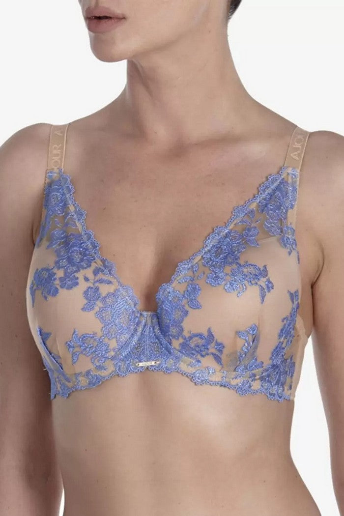 Бюстгальтер пуш-ап з вишивкою Парфе БП68 beige/blue