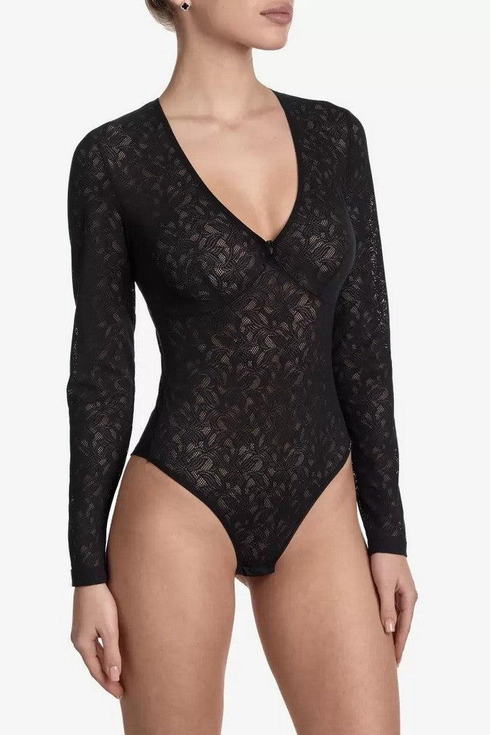 Кружевное боди-слип Рефлекшн БД18 black
