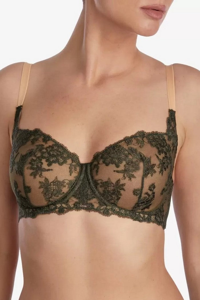 Мягкий бюстгальтер с вышивкой Сибелес БМ7 khaki