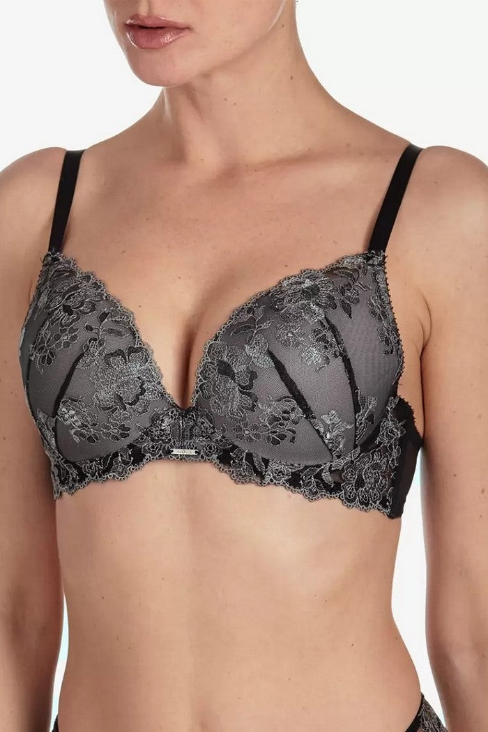Мереживний бюстгальтер пуш-ап Сенсуель БП62 black/gray