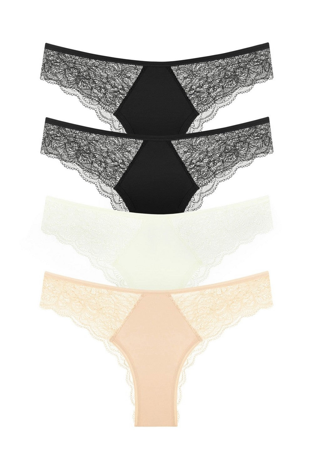 Трусики бразилиана с кружевом 2001-22 (4 шт.) 01/01/03/04