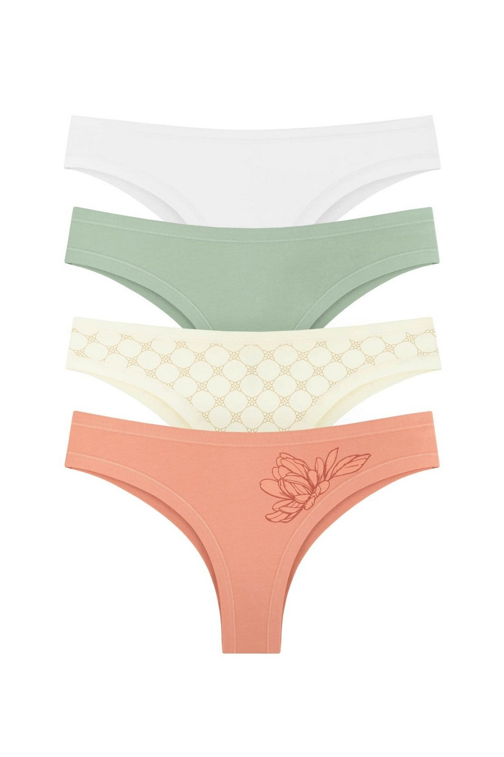 Трусики бразилиана с принтом 2202-20 (4 шт.) 02/113/295/302