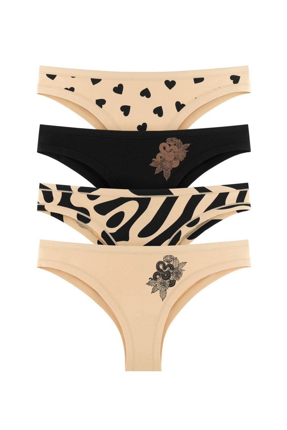 Трусики бразилиана с принтом 2202-20 (4 шт.) 313/314/315/316