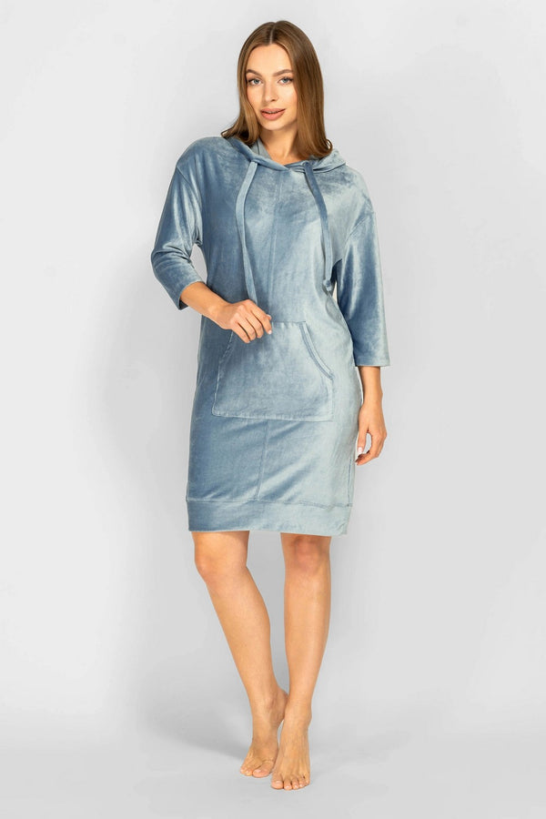 Велюровое платье oversize 6076 102 gray/blue