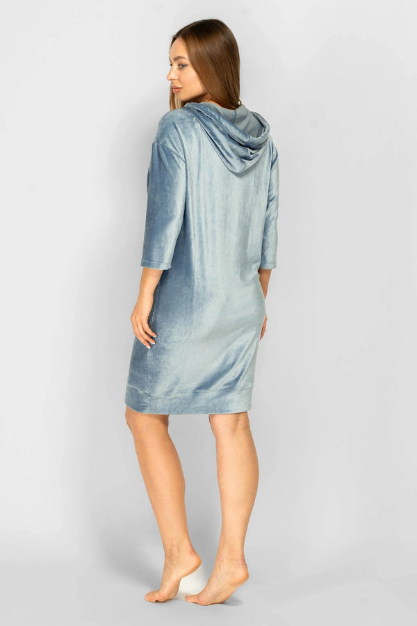 Велюровое платье oversize 6076 102 gray/blue