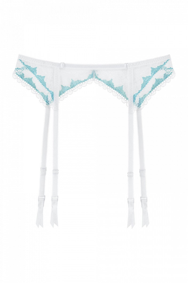 Кружевной пояс для чулок 7012 white/blue