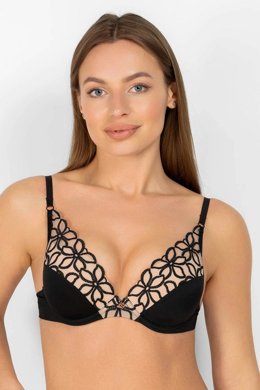 Бюстгальтер пуш-ап с вышивкой 8181-000 black