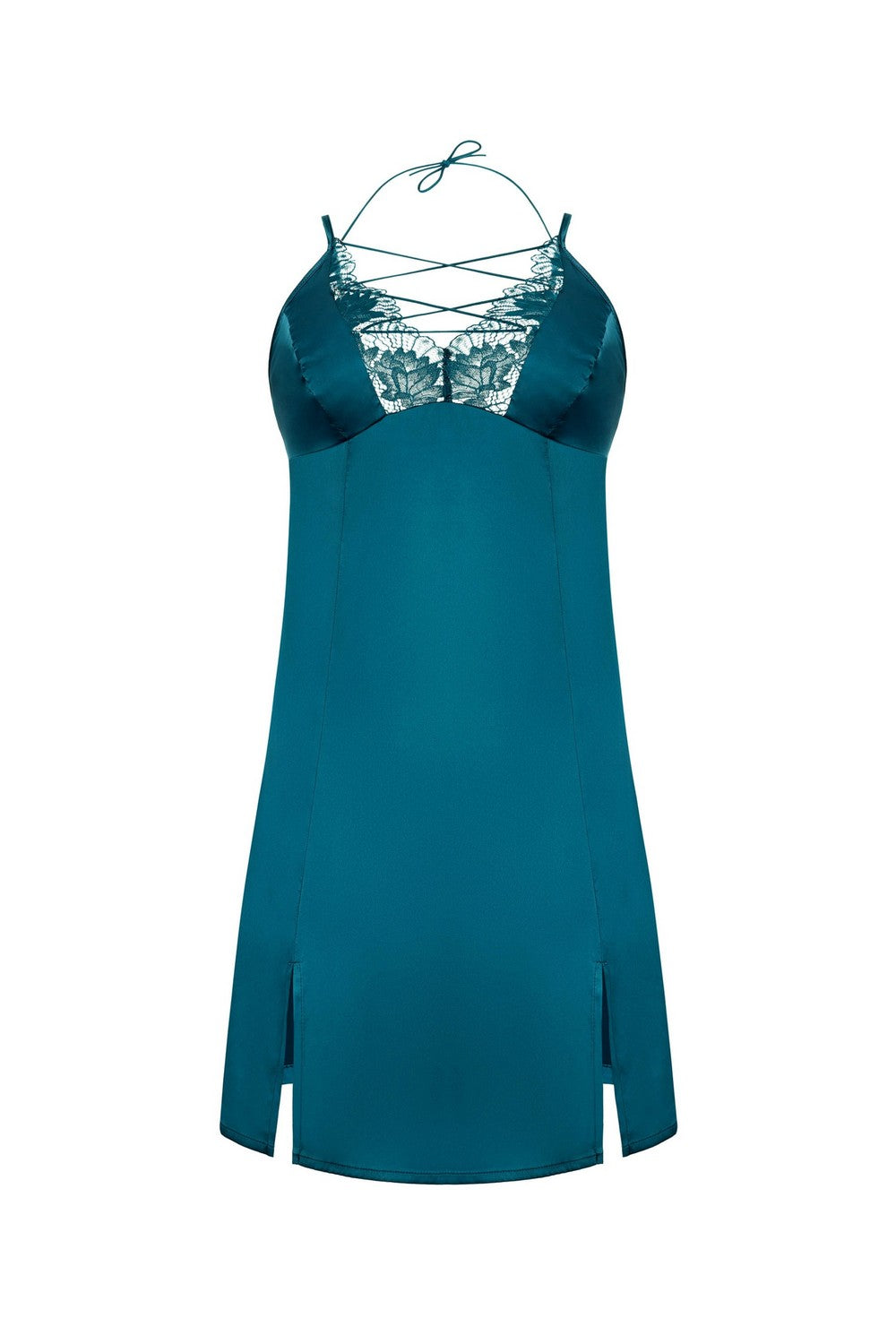 Нічна сорочка зі шнурівкою 8183-6065 emerald