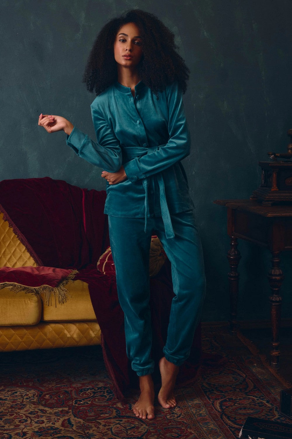 Домашний комплект из велюра 8183-6218-8 emerald