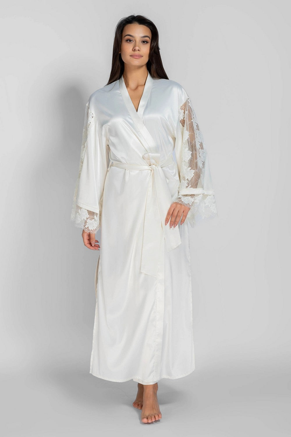 Довгий халат із сатину 8183-6717 champagne