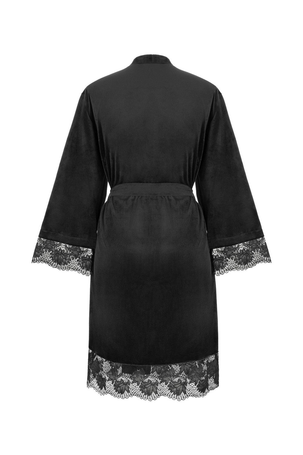 Велюровый халат с кружевом 8183-6743 black
