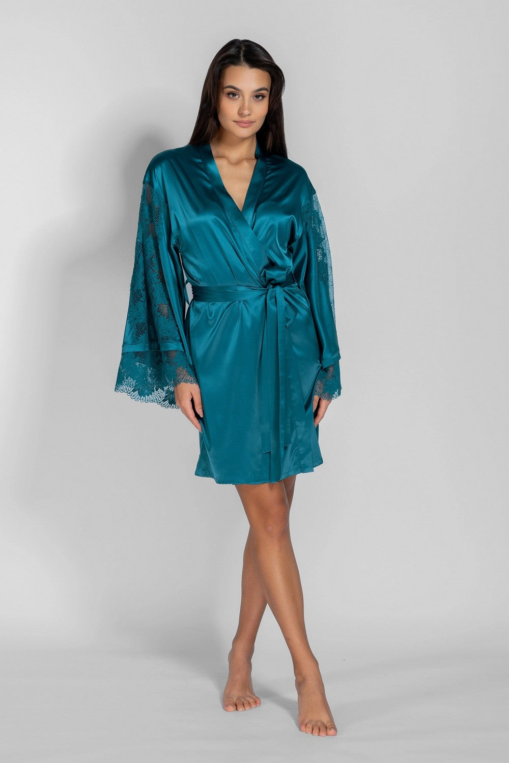 Халат з широкими рукавами 8183-6778 emerald