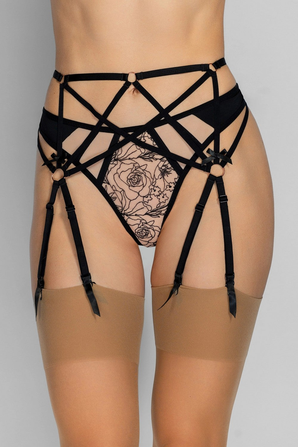 Пояс для чулок из ремешков 8184-50 black