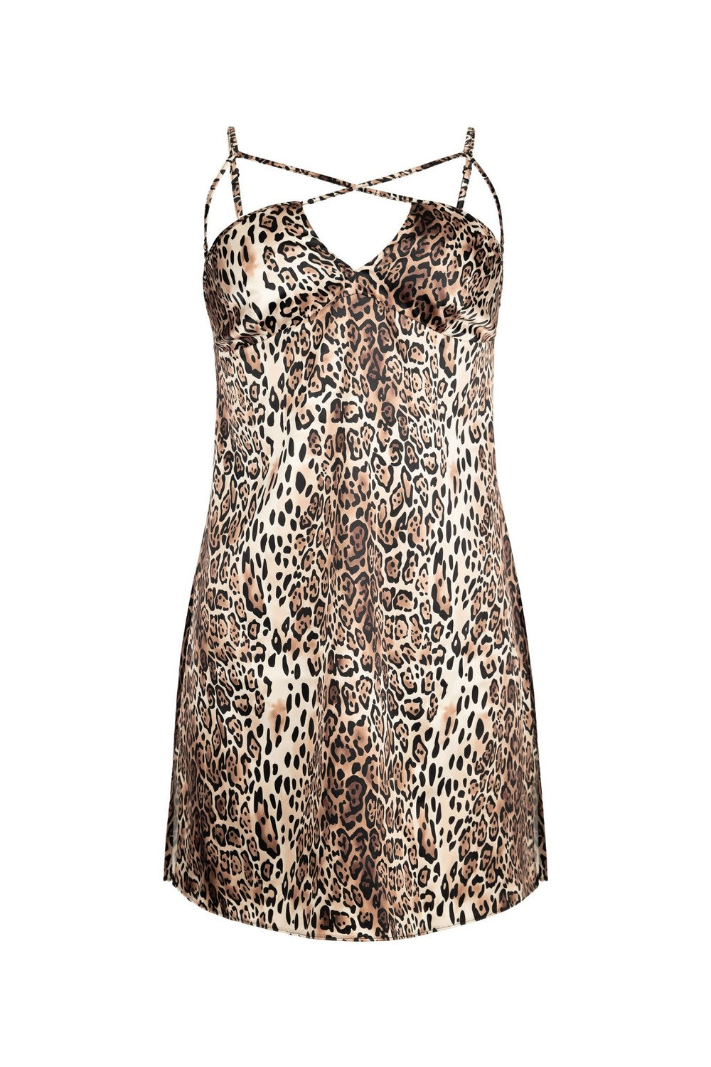 Сатиновая сорочка с принтом 8186-6027 brown